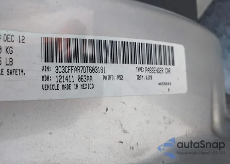 2013 Fiat 500 Pop из США, поврежденный, VIN 3C3CFFAR7DT603181